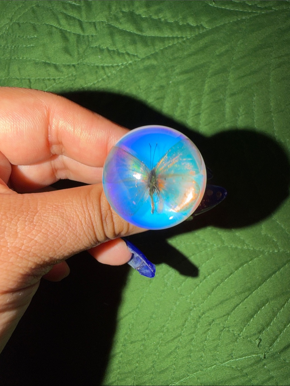 Iridescent Blue Butterfly resing Ring